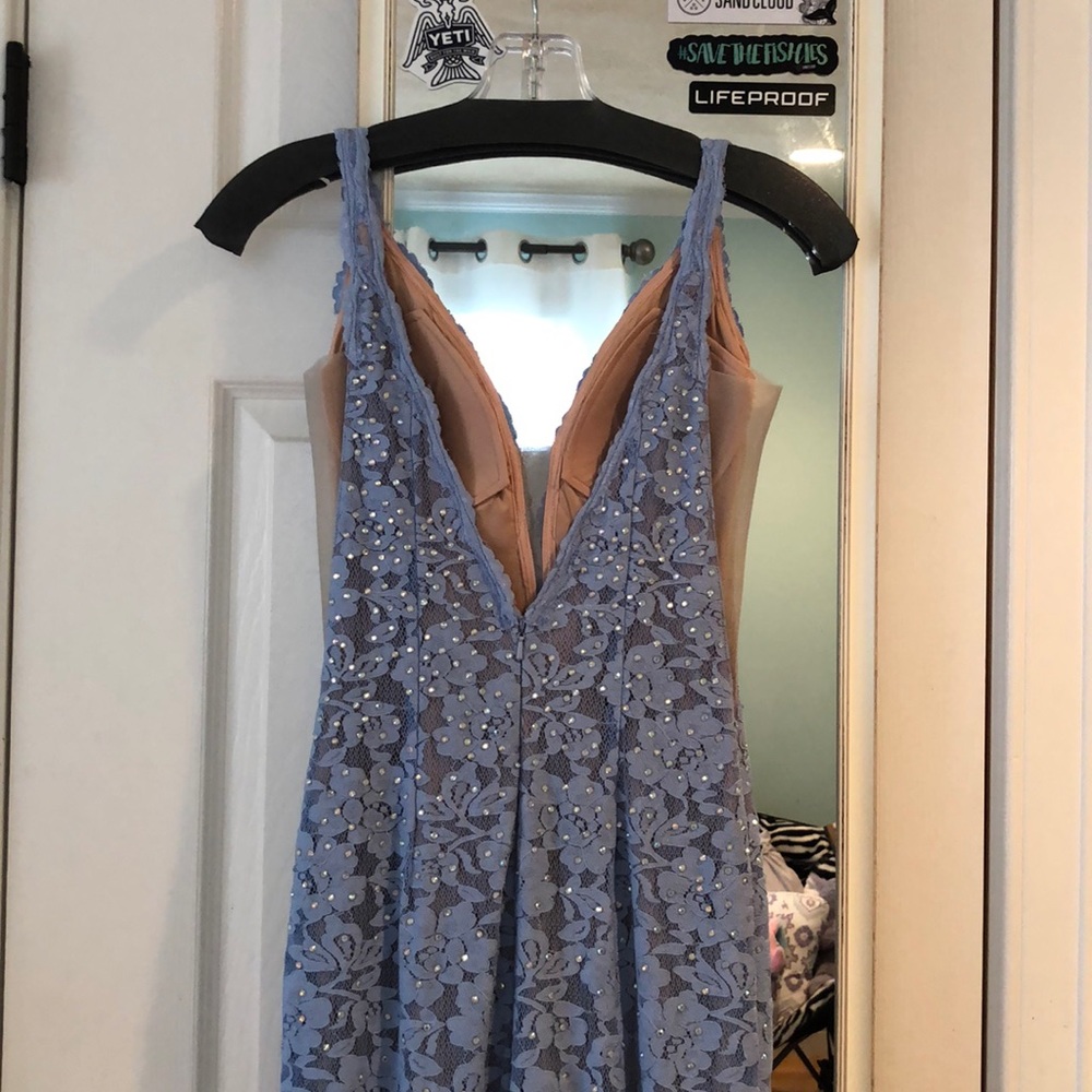 sparkly lace light blue prom dress - Picture 2 of 5